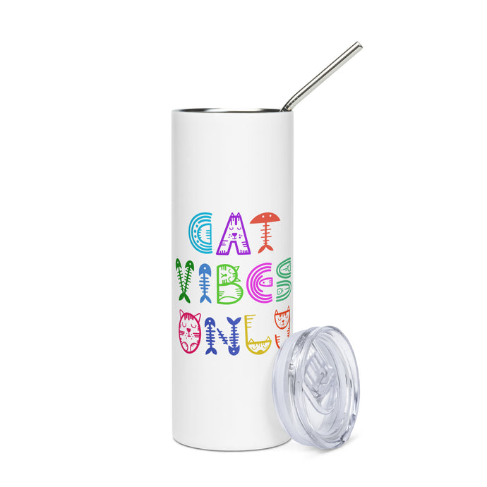 Cat Vibes Only Stainless Steel Stumbler Tumbler | 20 oz | Front View | White | The Wishful Fish