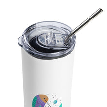 Load image into Gallery viewer, Zodiac Pisces Stainless Steel Tumbler | 20 oz | Close Up View Straw &amp; Cover | The Wishful Fish
