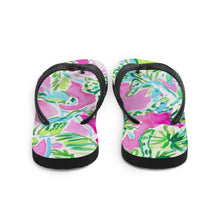 Load image into Gallery viewer, Watch Hill, Rhode Island Painted Summer Chic Flip Flops | Back View
