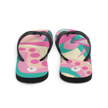 Load image into Gallery viewer, Pink and Green Flip-Flops | Back View | The Wishful Fish Shop
