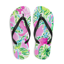 Load image into Gallery viewer, Watch Hill, Rhode Island Painted Summer Chic Flip Flops | Front View
