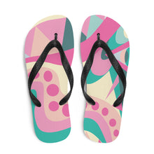 Load image into Gallery viewer, Pink and Green Flip-Flops | Front View | The Wishful Fish Shop

