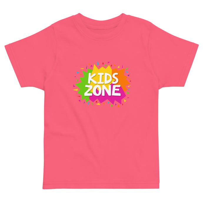 KIDS ZONE Toddler Jersey T Shirt | Pink | Front View | Shop The Wishful Fish