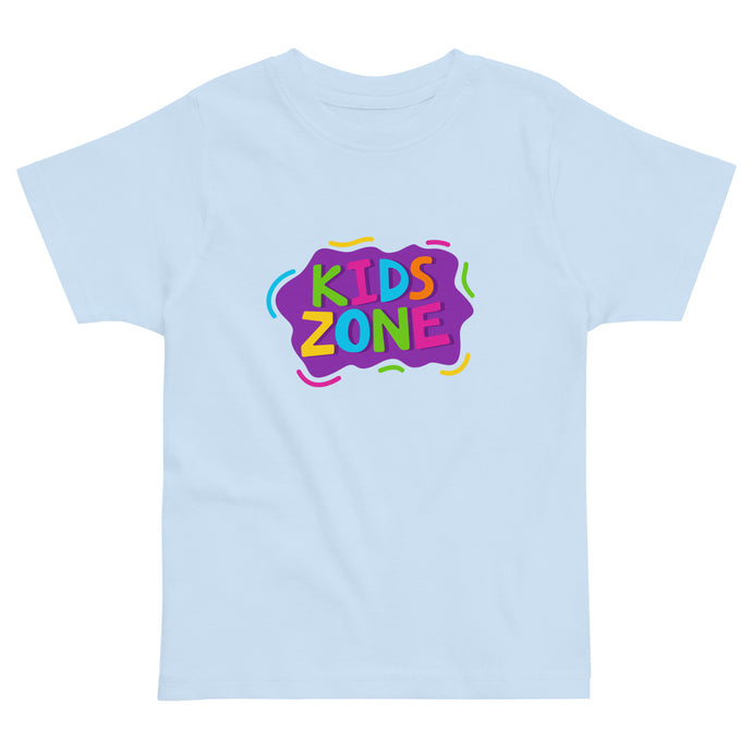 KIDS ZONE Toddler Jersey T Shirt | Blue | Front View | Shop The Wishful Fish