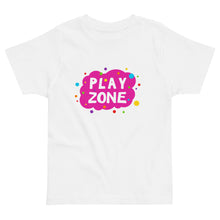 Load image into Gallery viewer, PLAY ZONE Toddler Jersey T Shirt | White | Front View | Shop The Wishful Fish
