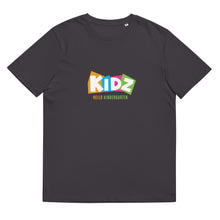 Load image into Gallery viewer, HELLO KINDERGARTEN Unisex Organic Cotton T Shirt  Sizes S-2XL | Anthracite | Front View | Shop The Wishful Fish
