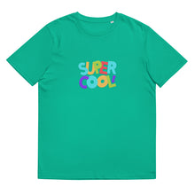 Load image into Gallery viewer, &quot;Super Cool&quot; Unisex Organic Cotton T Shirt | Green | Front View | Shop The Wishful Fish
