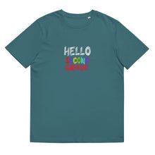 Load image into Gallery viewer, HELLO SECOND GRADE Unisex Organic Cotton T Shirt For Teachers | Stargazer | Front View | Shop The Wishful Fish
