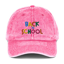 Load image into Gallery viewer, &quot;Back To School&quot; Vintage Cotton Twill Baseball Cap | Pink | One Size Fits All | Front View | The Wishful Fish
