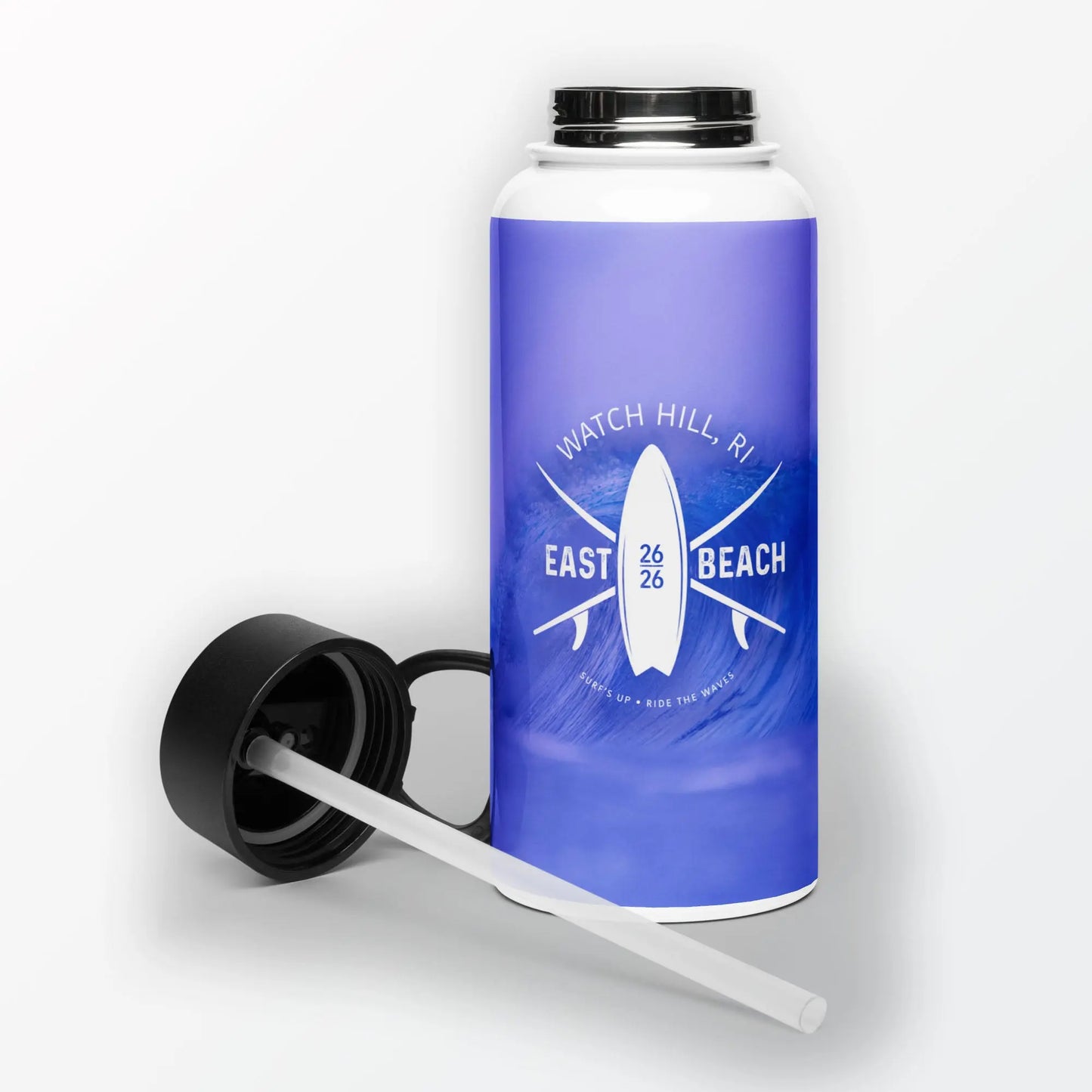 EAST BEACH Watch Hill, RI Water Bottle — Coastal Cool! The Wishful Fish