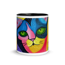 Load image into Gallery viewer, Whimsical Kat Mug  | Front View |  Black Inside &amp; Handle | The Wishful Fish
