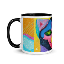 Load image into Gallery viewer, Whimsical Kat Mug  | Left View Black Inside &amp; Handle | The Wishful Fish
