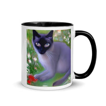 Load image into Gallery viewer, Siamese Cat Mug with Color Inside | Front Right View | The Wishful Fish
