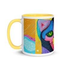 Load image into Gallery viewer, Whimsical Kat Mug  | Left View |  Yellow Inside &amp; Handle | The Wishful Fish
