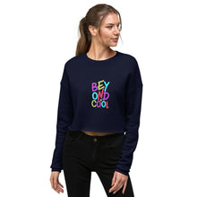 Load image into Gallery viewer, &quot;Beyond Cool&quot; Crop Sweatshirt | Sizes S-L | Navy | Front View Lifestyle | Shop The Wishful Fish
