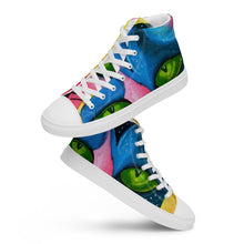 Load image into Gallery viewer, The Whimsical Kat Women’s High Top Canvas Shoes | Front and Side View | The  Wishful Fish Shop
