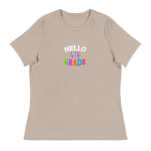 Load image into Gallery viewer, HELLO FOURTH GRADE Women&#39;s Relaxed T Shirt For Teachers | Heather Stone | Front View | Shop The Wishful Fish

