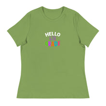 Load image into Gallery viewer, HELLO FOURTH GRADE Women&#39;s Relaxed T Shirt For Teachers | Leaf | Front View | Shop The Wishful Fish
