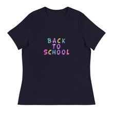Load image into Gallery viewer, BACK TO SCHOOL Women&#39;s Relaxed T Shirt For Teachers | Navy | Front View | Shop The Wishful Fish
