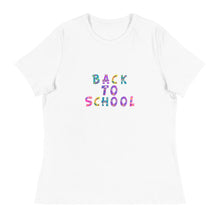 Load image into Gallery viewer, BACK TO SCHOOL Women&#39;s Relaxed T Shirt For Teachers | White | Front View | Shop The Wishful Fish
