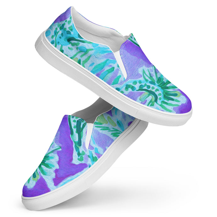 Watch Hill, Rhode Island Floral Women’s Slip-On Canvas Shoes | Front View