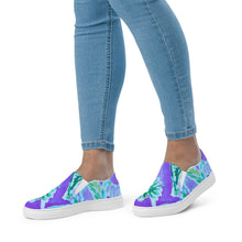 Load image into Gallery viewer, Watch Hill, Rhode Island Floral Women’s Slip-On Canvas Shoes | Lifestyle Photo
