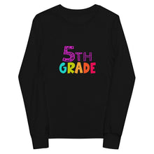Load image into Gallery viewer, BACK TO SCHOOL 5TH GRADER Long Sleeve T-Shirt | Black | Front View | Shop The Wishful Fish

