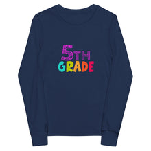 Load image into Gallery viewer, BACK TO SCHOOL 5TH GRADER Long Sleeve T-Shirt | Navy | Front View | Shop The Wishful Fish
