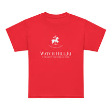 Load image into Gallery viewer, I Caught The Brass Ring Youth Tee — Flying Horse Carousel, Watch Hill, RI
