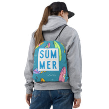 Load image into Gallery viewer, Watch Hill, Rhode Island Fun Surfer Drawstring Bag | Back View
