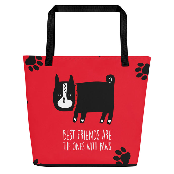 Best Friends Are The Ones With Paws Large Tote Bag With Pocket | The Wishful Fish