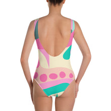 Load image into Gallery viewer, Pink and Green One-Piece Swimsuit | Back View

