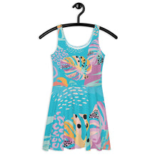 Load image into Gallery viewer, Tropical Skater Dress | Front View On Hanger
