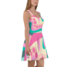 Load image into Gallery viewer, Pink and Green Skater Dress | Side View
