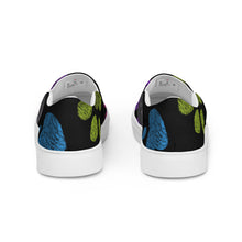 Load image into Gallery viewer, Fun Colorful Paw Prints Men’s Slip-On Canvas Shoes | Back View
