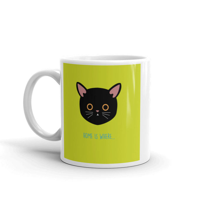 Cute Cat Series Mug | 11oz  | Lime Green | Front View | The Wishful Fish Shop