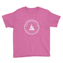 Load image into Gallery viewer, &quot;WATCH HILL, RI&quot; Youth T-Shirt | Heather Hot Pink  | The Wishful Fish Shop
