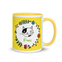 Load image into Gallery viewer, &quot;Meow&quot; Cat Mug | Front View | Handle Right Hand Side
