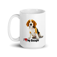 Load image into Gallery viewer, &quot;I Love My Beagle&quot; Mug | 15 oz | Front View | The Wishful Fish Shop
