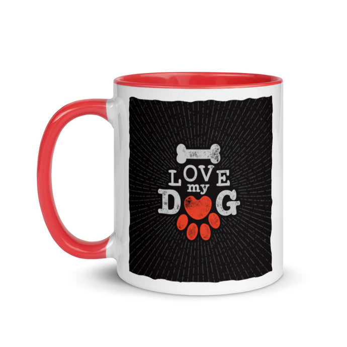 Love My Dog | Ceramic Mug | Red Handle | The Wishful Fish