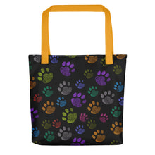 Load image into Gallery viewer, &quot;Fun Colorful Paw Print&quot; Tote Bag | Yellow Handle
