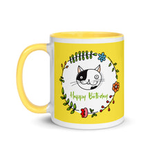 Load image into Gallery viewer, &quot;Happy Birthday&quot; Cat Mug | Yellow | The Wishful Fish
