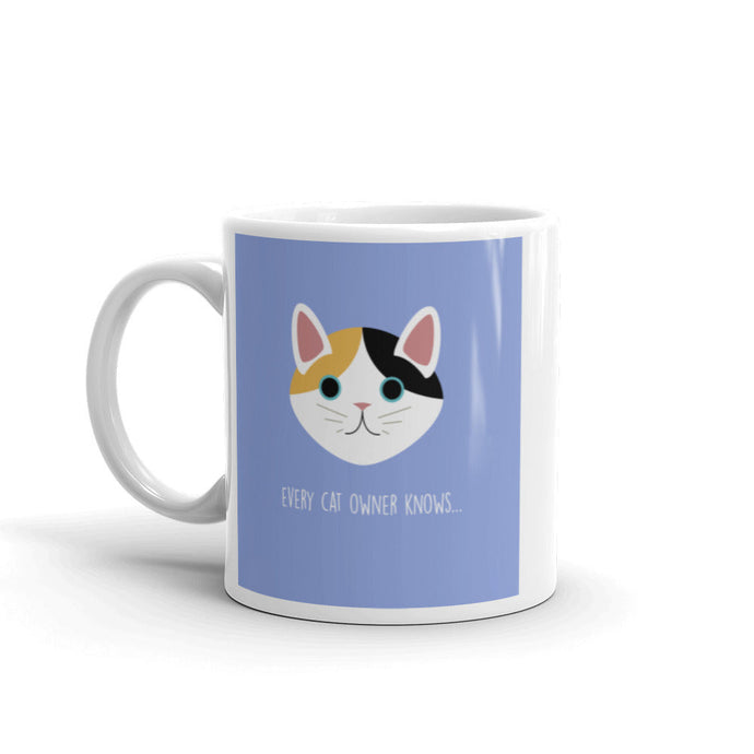 Cute Cat Series Mug | Periwinkle Blue | 11 oz | Front View