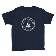 Load image into Gallery viewer, &quot;WATCH HILL, RI&quot; Youth T-Shirt | Navy Blue  | The Wishful Fish Shop
