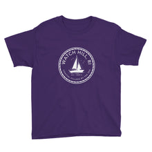 Load image into Gallery viewer, &quot;WATCH HILL, RI&quot; Youth T-Shirt | Purple  | The Wishful Fish Shop
