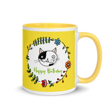 Load image into Gallery viewer, &quot;Happy Birthday&quot; Cat Mug&quot;Happy Birthday&quot; Cat Mug | Yellow | The Wishful Fish
