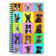 Load image into Gallery viewer, Dogs and More Dogs Spiral Notebook | Front View | 5.25&quot; x 8.25&quot;
