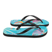 Load image into Gallery viewer, Flip Flops Blue Tropical | Side View | The Wishful Fish
