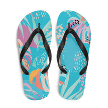 Load image into Gallery viewer, Flip Flops Blue Tropical | Front View | The Wishful Fish
