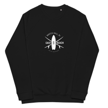 Load image into Gallery viewer, Watch Hill, RI &quot;East Beach&quot; Unisex Organic Raglan Sweatshirt | Front View
